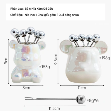Bộ 6 Dĩa Ăn Trái Cây Uforu Inox Sang Trọng, Kèm Hộp Gấu Bearick, Giá 79.000₫ 6