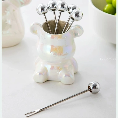 Bộ 6 Dĩa Ăn Trái Cây Uforu Inox Sang Trọng, Kèm Hộp Gấu Bearick, Giá 79.000₫ 7