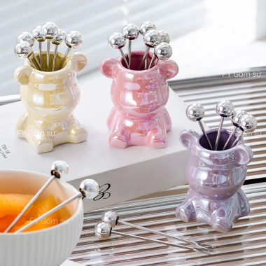 Bộ 6 Dĩa Ăn Trái Cây Uforu Inox Sang Trọng, Kèm Hộp Gấu Bearick, Giá 79.000₫ 9