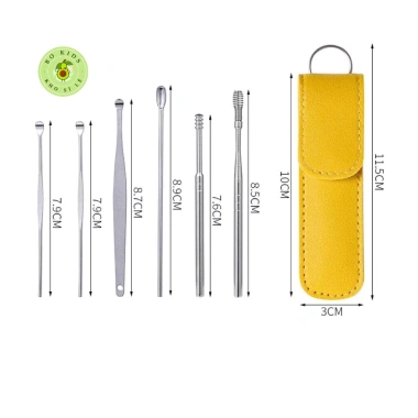 Bộ 6 Dụng Cụ Lấy Ráy Tai Cap Cấp Bọc Túi Da Thép Không Gỉ Tiện Dụng – Giá 22.800đ 7