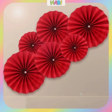 Bộ 6 quạt đỏ trang trí Tết 2.026 – Decor tiệc cưới, Noel, lễ hội – 16.000 VNĐ