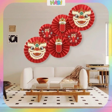 Bộ 6 quạt đỏ trang trí Tết 2.026 – Decor tiệc cưới, Noel, lễ hội – 16.000 VNĐ