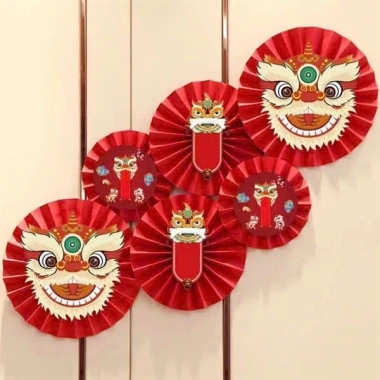 Bộ 6 quạt đỏ trang trí Tết 2.026 – Decor tiệc cưới, Noel, lễ hội – 16.000 VNĐ
