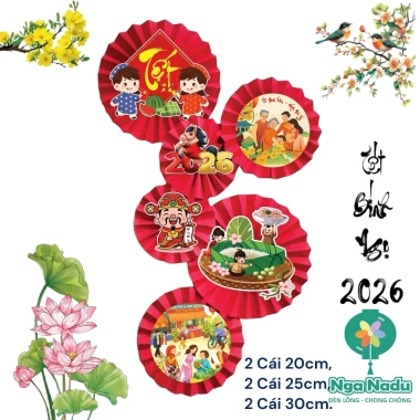 Bộ 6 quạt giấy đỏ gấp sẵn trang trí cưới hỏi, Noel, Tết 2.026, sinh nhật, nạp tài, song hỷ – Giá 29.000 VND