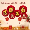 Bộ 6 Quạt Giấy Nhung Đỏ Gấp Sẵn - Trang Trí Tết Nguyên Đán Gắn Tường MY HOME 16.000₫