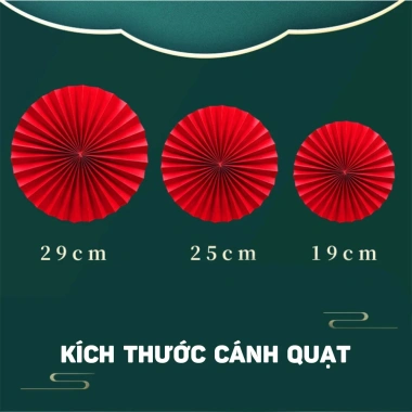 Bộ 6 Quạt Giấy Nhung Đỏ Gấp Sẵn - Trang Trí Tết Nguyên Đán Gắn Tường MY HOME 16.000₫ 3