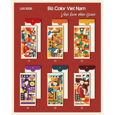 Bộ 60 Bao Lì Xì Color Việt Nam - Văn Hoá Dân Gian - Tết 2.026 Giá 12.000đ