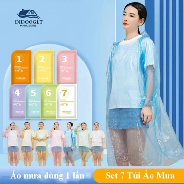Bộ 7 Áo Mưa Dùng Một Lần DIDOOGLT - Chống Thấm Nước, Nhỏ Gọn, Giá 73.000₫