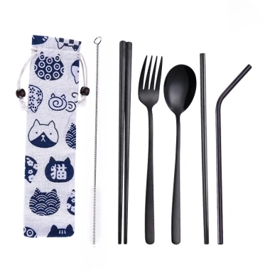 Bộ 7 món Đũa Muỗng Nĩa Inox + Ống Hút & Túi Đựng - Tiện Lợi, Bảo Vệ Môi Trường, Giá 105.000₫ 3
