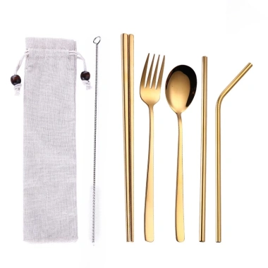 Bộ 7 món Đũa Muỗng Nĩa Inox + Ống Hút & Túi Đựng - Tiện Lợi, Bảo Vệ Môi Trường, Giá 105.000₫ 5