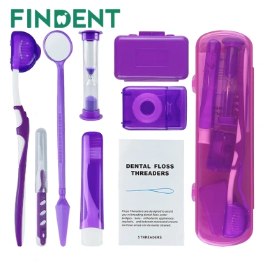 Bộ 8 chiếc PortableCare Kit - Đồ dùng nha khoa du lịch: bàn chải niềng răng, kẽ răng, sáp và chỉ, giảm còn 62.150₫