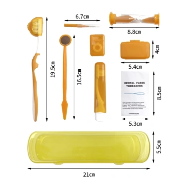 Bộ 8 chiếc PortableCare Kit - Đồ dùng nha khoa du lịch: bàn chải niềng răng, kẽ răng, sáp và chỉ, giảm còn 62.150₫