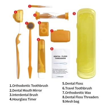 Bộ 8 chiếc PortableCare Kit - Đồ dùng nha khoa du lịch: bàn chải niềng răng, kẽ răng, sáp và chỉ, giảm còn 62.150₫