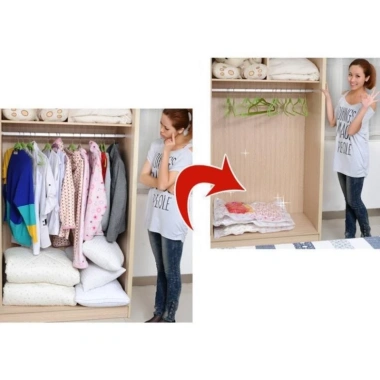 Bộ 8 túi hút chân không đựng chăn màn, quần áo kèm bơm tay - giảm giá 160k