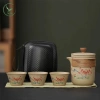 Bộ ấm chén trà cao cấp du lịch gốm có bộ lọc, hoa văn tinh tế - 149k 10