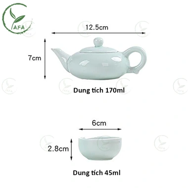 Bộ ấm chén trà gốm sứ Chén Cá Chép 1 bình kèm 6 ly, hộp quà tặng du lịch, giảm giá 89k