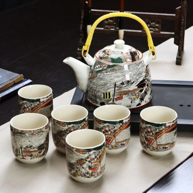 Bộ ấm lớn Jingdezhen khay trà gốm sứ xanh trắng Trà Kung Fu hiện đại cho gia đình, giá ưu đãi 110.787 VND 10