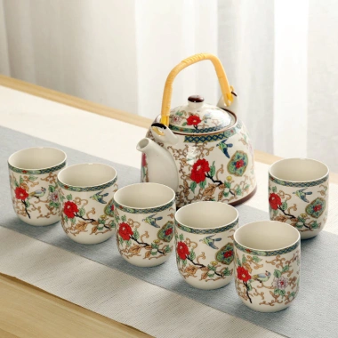Bộ ấm trà gốm sứ lớn màu xanh trắng – Nồi Kung Fu 6 chén, giá ưu đãi 257.929₫