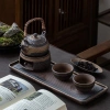 Bộ ấm trà gốm sứ thủ công tay cầm kiểu Nhật trà Nhật cổ điển, kèm 5 nến thơm đốt nến cao cấp - Giá chỉ 532k