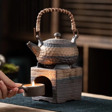 Bộ ấm trà gốm sứ thủ công tay cầm kiểu Nhật trà Nhật cổ điển, kèm 5 nến thơm đốt nến cao cấp - Giá chỉ 532k 6