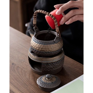 Bộ ấm trà gốm sứ thủ công tay cầm kiểu Nhật trà Nhật cổ điển, kèm 5 nến thơm đốt nến cao cấp - Giá chỉ 532k 7