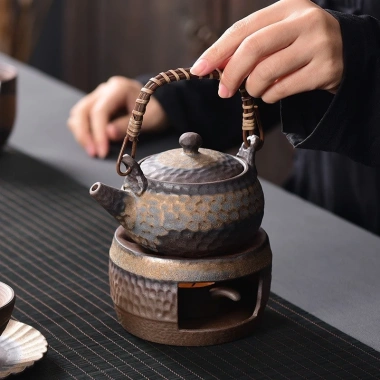 Bộ ấm trà gốm sứ thủ công tay cầm kiểu Nhật trà Nhật cổ điển, kèm 5 nến thơm đốt nến cao cấp - Giá chỉ 532k 10
