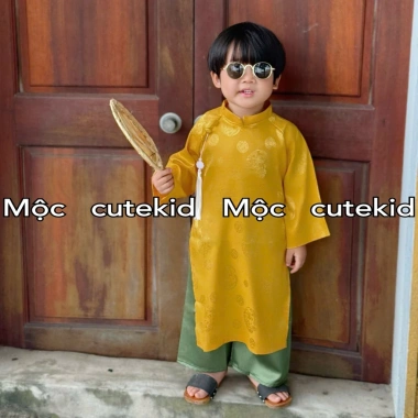 Bộ áo dài cặp bé 7-35kg, set áo dài cho bé trai và bé gái, lễ hội, lễ tết