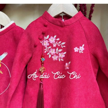 Bộ áo dài Tết 2.026 bé gái Đào Chi mận xinh xắn đôi mẹ và bé, giá 450k 10