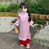 Bộ áo dài tết bé gái 12-40kg chất gấm kèm quần, giá ưu đãi cho buổi chụp Tết 7