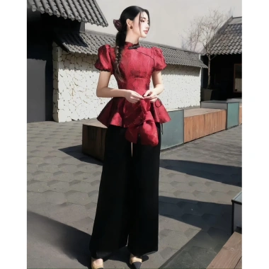 Bộ áo gấm Bechic nữ tay bồng quần bà ba - Đi chơi Tết, du xuân, chúc tết, giá 229.000đ 8