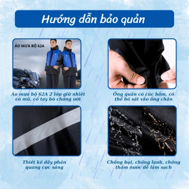 Bộ áo mưa 2 lớp 62A Tuấn Phong - Đi mưa không ướt, chống rét, giá ưu đãi 242.000₫ 3