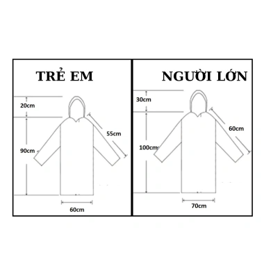 Bộ áo mưa 7 màu người lớn & 6 màu trẻ em, dùng 1 lần, gọn bỏ túi, tiện du lịch đi học