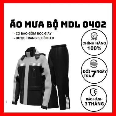 Bộ áo mưa cao cấp MTWOLF MDL402 LED kèm bọc giày, màu ghi phối đen, chỉ 789.000đ