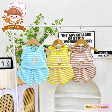 Bộ Ba Lỗ Thun Lạnh Thoáng Mát In Họa Tiết Con Vật cho Bé 6-17kg Dưới 3 Tuổi - Freeship 5