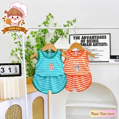 Bộ Ba Lỗ Thun Lạnh Thoáng Mát In Họa Tiết Con Vật cho Bé 6-17kg Dưới 3 Tuổi - Freeship 7