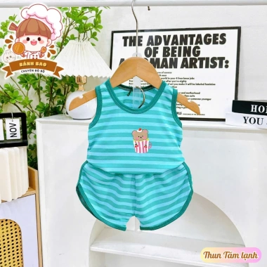 Bộ Ba Lỗ Thun Lạnh Thoáng Mát In Họa Tiết Con Vật cho Bé 6-17kg Dưới 3 Tuổi - Freeship 8