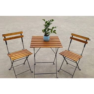 Bộ bàn ghế Tarno sắt gấp gọn cafe sân vườn, ban công, chịu lực 100kg, 420k