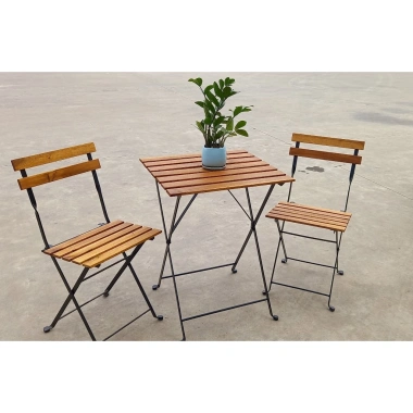 Bộ bàn ghế Tarno sắt gấp gọn cafe sân vườn, ban công, chịu lực 100kg, 420k