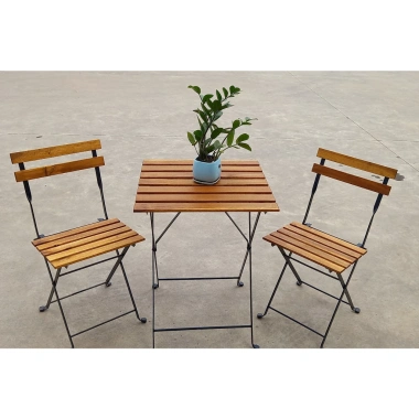 Bộ bàn ghế Tarno sắt gấp gọn cafe sân vườn, ban công, chịu lực 100kg, 420k