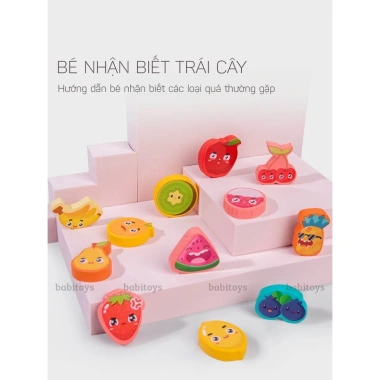 Bộ bảng gỗ câu cá học chữ, số, ghép hình động vật & trái cây - Đồ chơi trí tuệ bé 92.999đ 6
