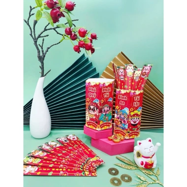 Bộ Bao Lì Xì Gieo Quẻ Tết 2.026 Bính Ngọ Hình Trụ 6 Cạnh In Bóng Cao Cấp 1 Hộp 12 Thẻ Giá Ưu Đãi 16.800₫
