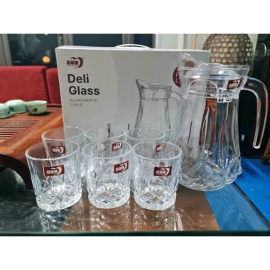 Bộ bình 6 cốc thủy tinh cao cấp Deli sang trọng kẻ sọc - Thiết kế lịch sự, tinh tế 3
