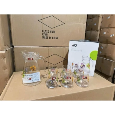 Bộ bình 6 cốc thủy tinh cao cấp Deli sang trọng kẻ sọc - Thiết kế lịch sự, tinh tế 9