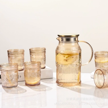 Bộ bình cốc thuỷ tinh Hoa Mặt Trời cao cấp - Thiết kế sang trọng, bền đẹp, giảm giá đặc biệt 89.000₫