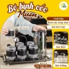 Bộ bình cốc thủy tinh Muen bọc da, uống nước trà cà phê, chịu nhiệt, kèm giá úp decor, giá ưu đãi