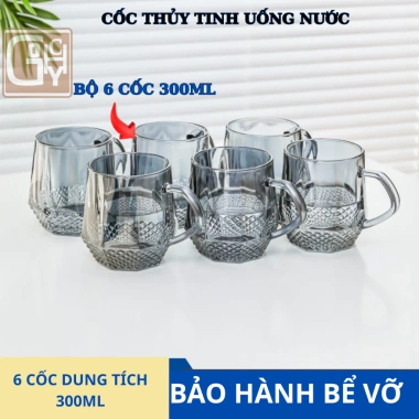 Bộ bình nước + 6 cốc thủy tinh chịu nhiệt, quay, sang trọng, chỉ 159.000₫