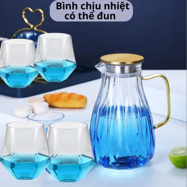 Bộ bình nước cao cấp M01 kèm 6 ly pha lê chịu nhiệt 400°C, dùng được trên bếp – Giá ưu đãi 265k 5 Bộ bình nước cao cấp M01 kèm 6 ly pha lê chịu nhiệt 400°C, dùng được trên bếp – Giá ưu đãi 265k 5