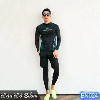 Bộ bơi đôi nam nữ đẹp, áo dài tay, quần dài kín, thun lạnh, chống nắng - Giá chỉ 390k 5