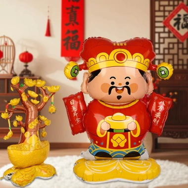 Bộ Bóng Bay Đứng Cỡ Lớn Tết 2.026 Thần Tài May Mắn 3D Lá Sư Tử - Trang Trí Tiệc Mùa Xuân 3