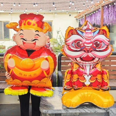 Bộ Bóng Bay Đứng Cỡ Lớn Tết 2.026 Thần Tài May Mắn 3D Lá Sư Tử - Trang Trí Tiệc Mùa Xuân 4